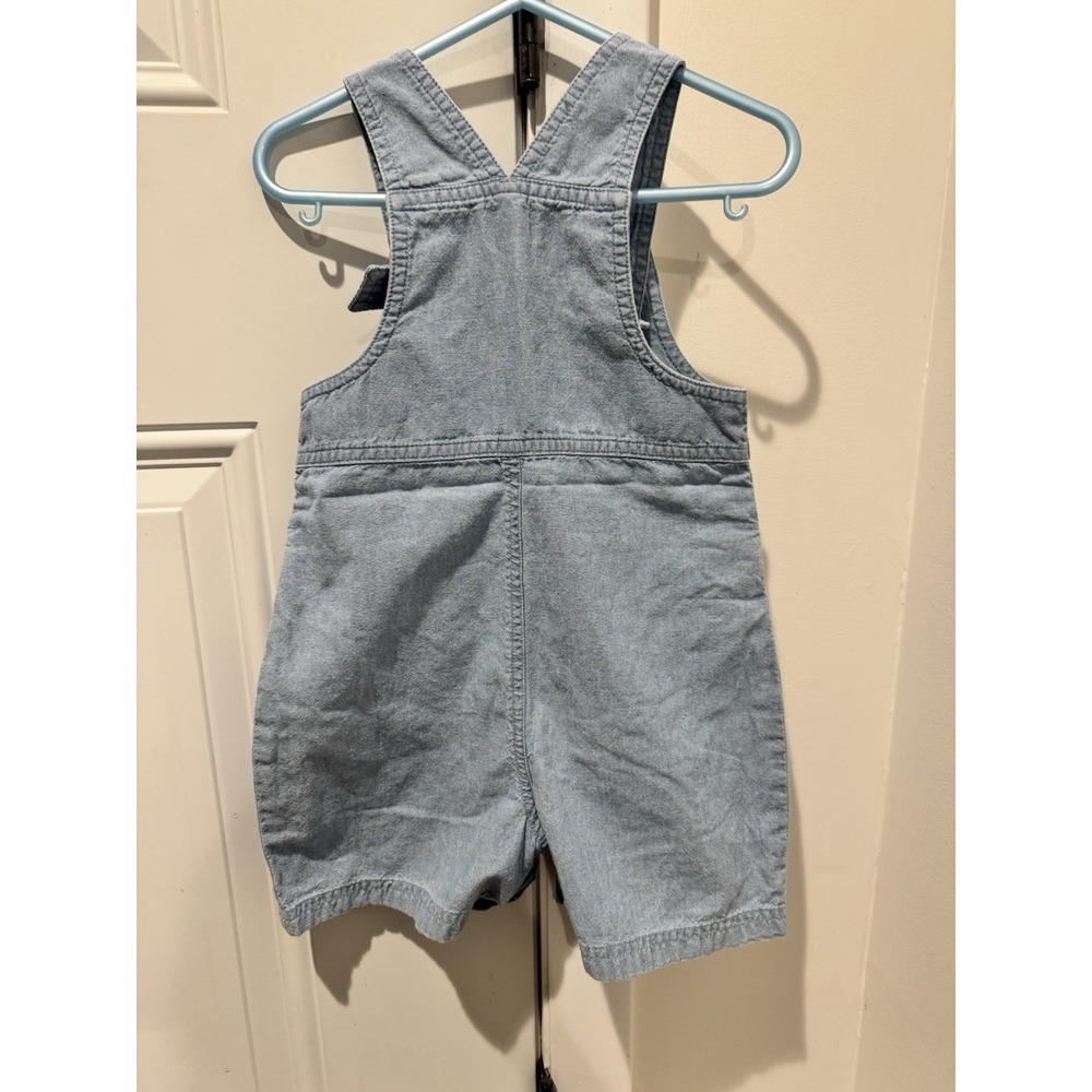 Vintage Talbots Kids Embroidered Green Frog Denim Overalls Shortalls Unisex 24m - Picture 5 of 9